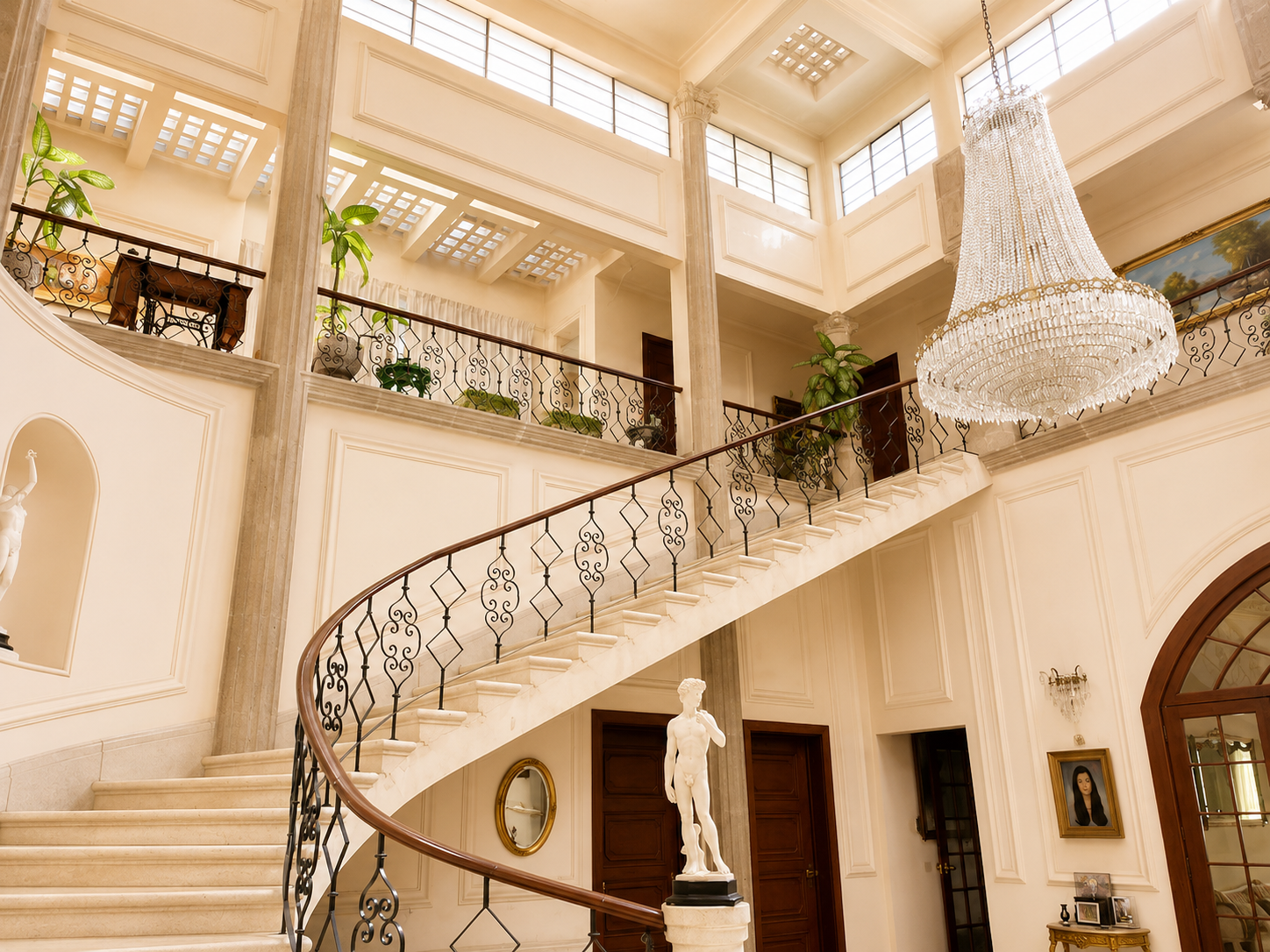 Mansion Amores — interior at dusk, Mexico City